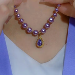 Close-up of the pendant and clasp on the Pearl Water Drop