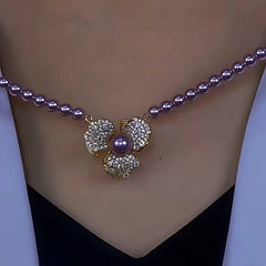 Close-up of the pendant and clasp on the Pearl Flower Necklace