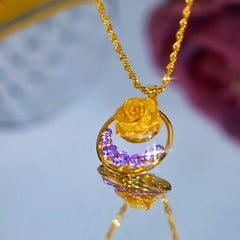 Close-up of the pendant and clasp on the Rose Pendant Necklace