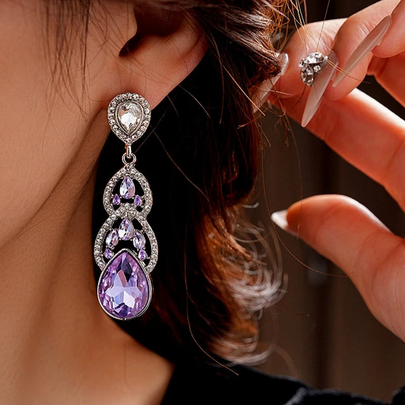 Close-up detail of the sparkling zircons and plating on the Zircon Water Drop