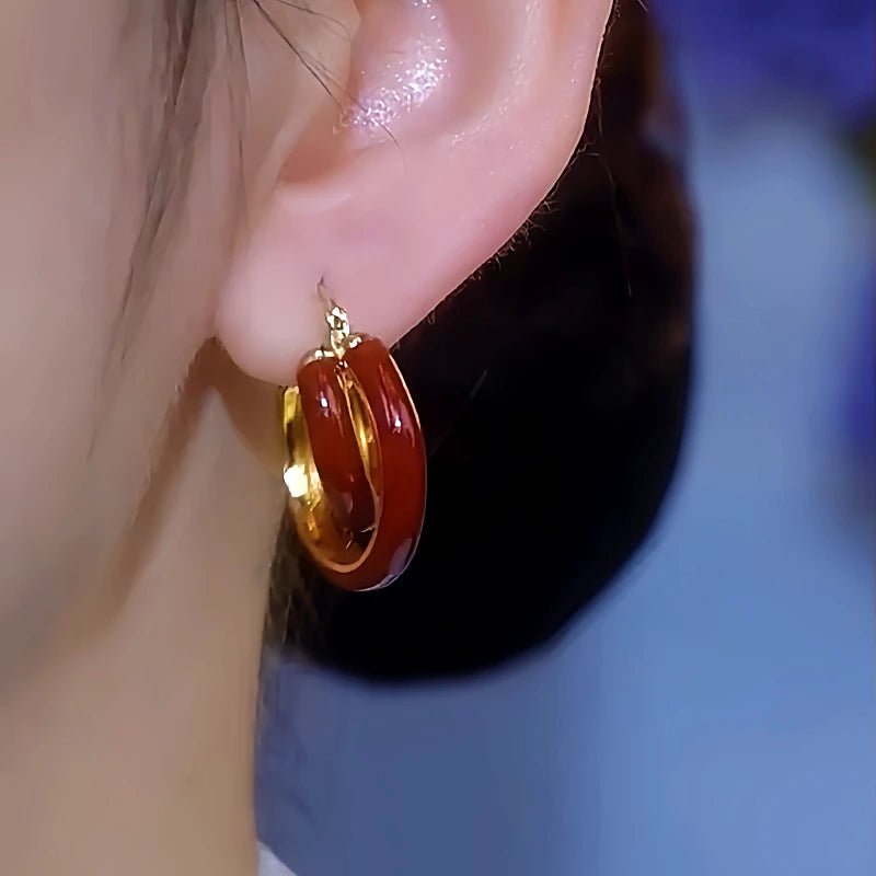 Close-up detail of the sparkling zircons and plating on the Four-Leaf Clover Earrings