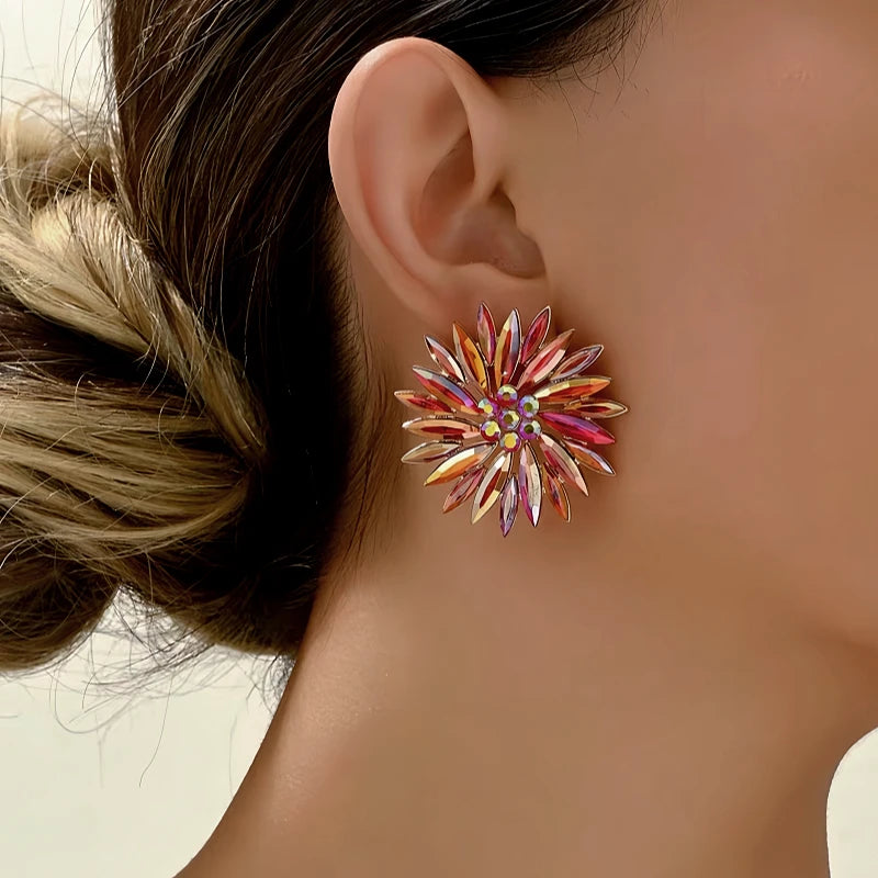 14K Gold-Plated Rhinestonen Flower Stud Earrings as the perfect accessory for a special occasion