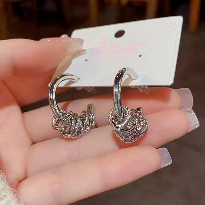 Angled view of the 14K Gold-Plated Ring Hoop Earrings