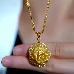 Close-up of the pendant and clasp on the Rose Pendant Necklace