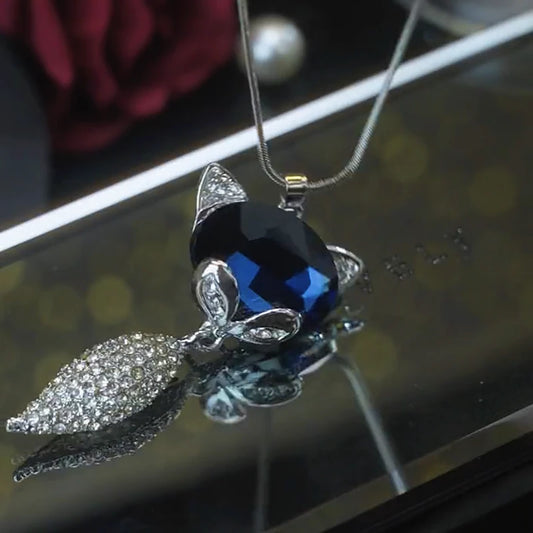 14K Gold-Plated Smart Fox Necklace worn to showcase its length and pendant detail