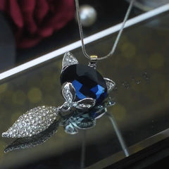 14K Gold-Plated Smart Fox Necklace worn to showcase its length and pendant detail