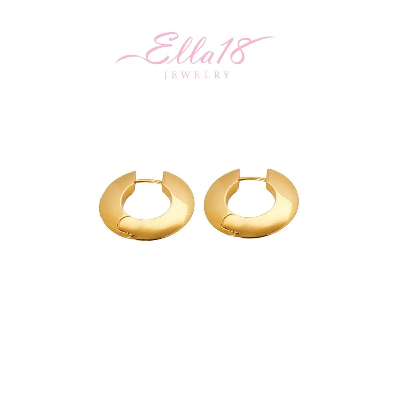 Close-up detail of the sparkling zircons and plating on the Flat Hoop Earrings