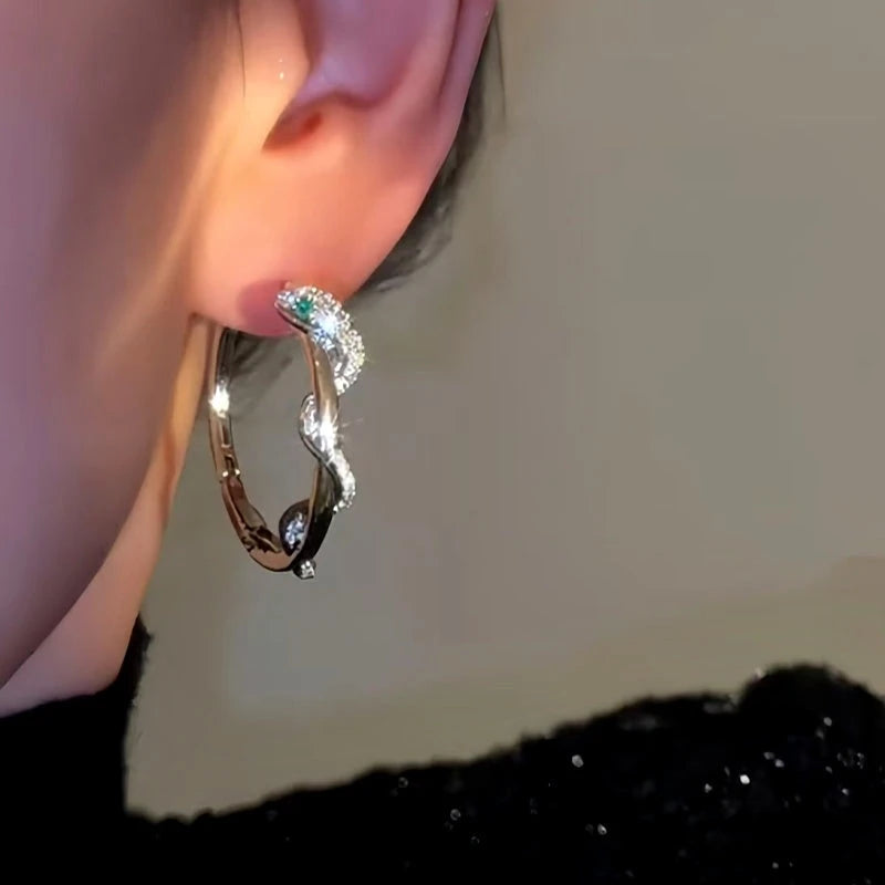 14K Gold-Plated Snake Hoop Earrings - elegant Snake Hoop Earrings