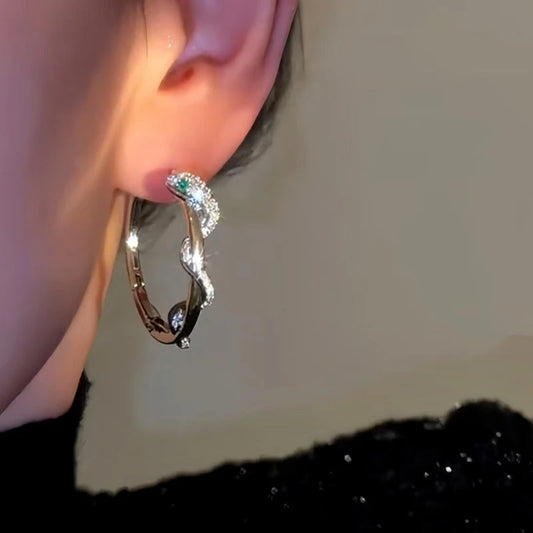 14K Gold-Plated Snake Hoop Earrings - elegant Snake Hoop Earrings