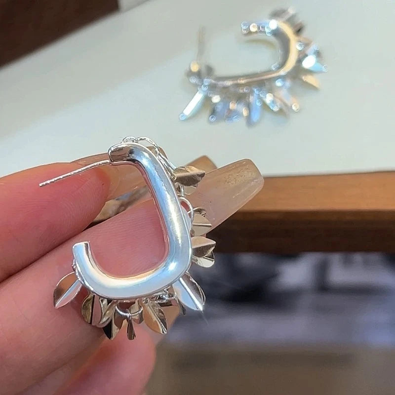 Angled view of the 14K Gold-Plated Sparkling Wheat Earrings