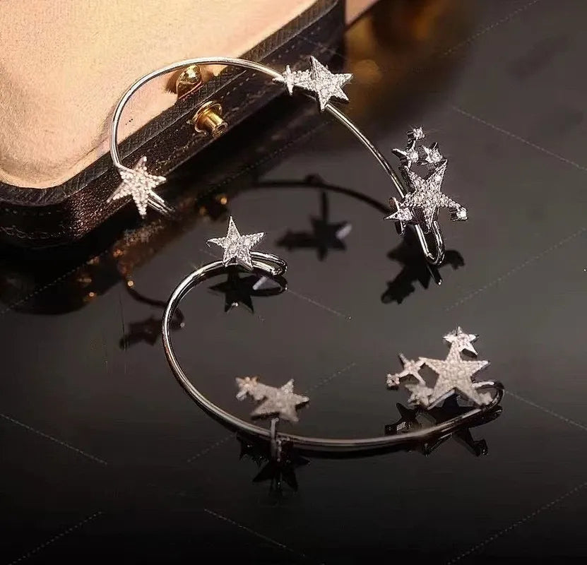 Angled view of the 14K Gold-Plated Star Ear Cuffs ( 1 Pair )