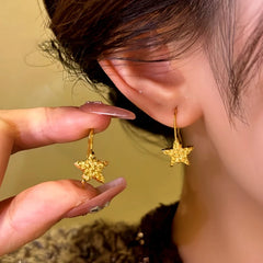 14K Gold-Plated Star Ear Hook Earrings - elegant Star Ear Hook Earrings