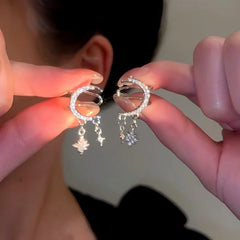Close-up detail of the sparkling zircons and plating on the Moon Ear Clips