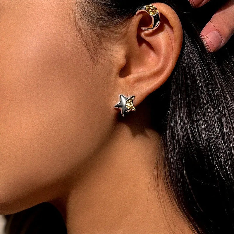 14K Gold-Plated Star Stud Earrings - elegant Star Stud Earrings