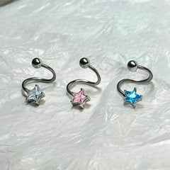 Angled view of the 14K Gold-Plated Star Tongue Stud Earrings
