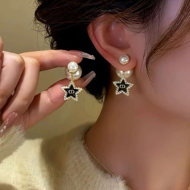 14K Gold-Plated Star Tassel Bead Earrings - elegant Star Tassel Bead Earrings