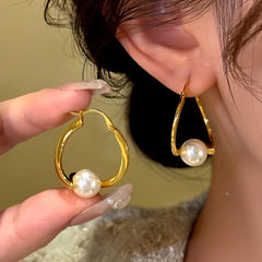 14K Gold-Plated Temperamental Irregular Twisted Pearl Earrings - elegant Twisted Pearl Earrings