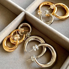 14K Gold-Plated Trending C-Shaped Earrings - elegant C-Shaped Hoop Earrings