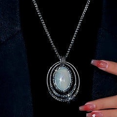 Close-up of the pendant and clasp on the Cat's Eye Necklace