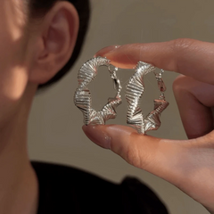 14K Gold-Plated Wavy Hoop Earrings - elegant Wavy Hoop Earrings