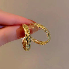 Angled view of the 14K Gold-Plated Wheat Hoop Earrings