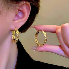 14K Gold-Plated Wheat Hoop Earrings - elegant Wheat Hoop Earrings