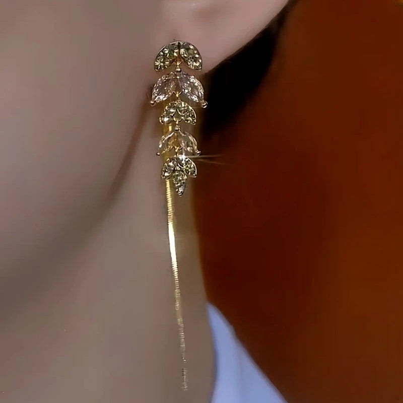 14K Gold-Plated Wheat Tassel Earrings - elegant Wheat Tassel Earrings