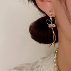 Close-up detail of the sparkling zircons and plating on the Black Butterfly Earrings