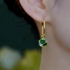 Close-up detail of the sparkling zircons and plating on the Tassel Earrings