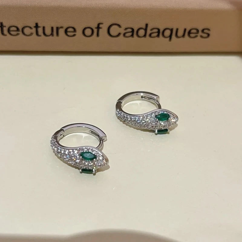 Angled view of the 14K Gold-Plated Zircon Bead Peandant Earrings