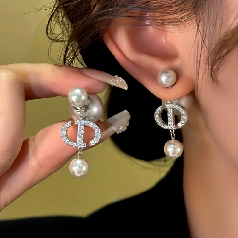 14K Gold-Plated Zircon Beaded Tassel Earrings - elegant Beaded Tassel Earrings
