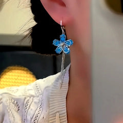 Close-up detail of the sparkling zircons and plating on the Flower Tassel Earrings
