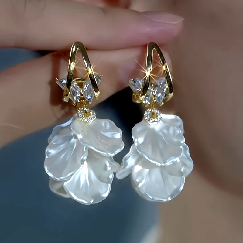 14K Gold-Plated Zircon Butterfly Tassel Earrings - elegant Double Butterfly Earrings