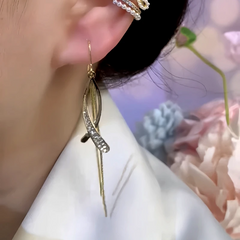 Close-up detail of the sparkling zircons and plating on the Cross Ear Hooks
