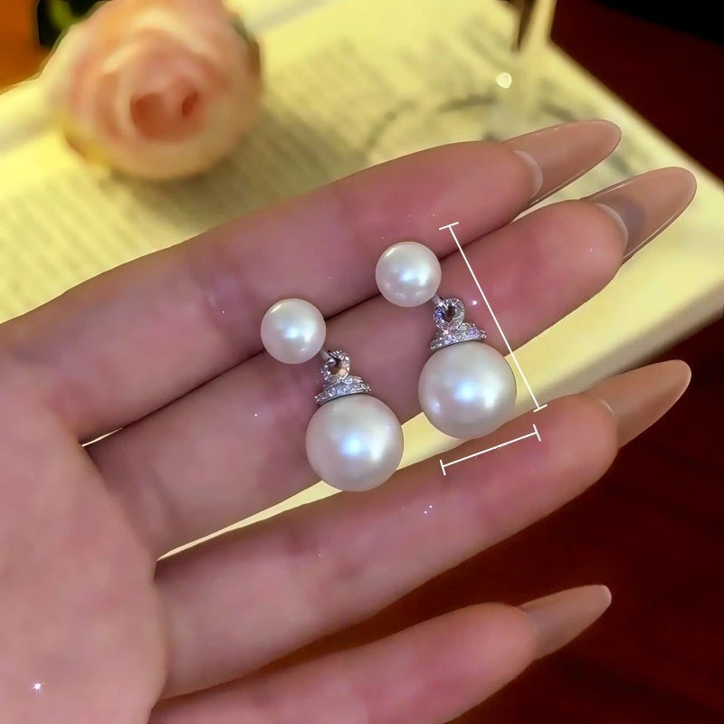 Angled view of the 14K Gold-Plated Zircon Diamond Bead Earrings