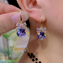 Close-up detail of the sparkling zircons and plating on the Bow Ear Hooks