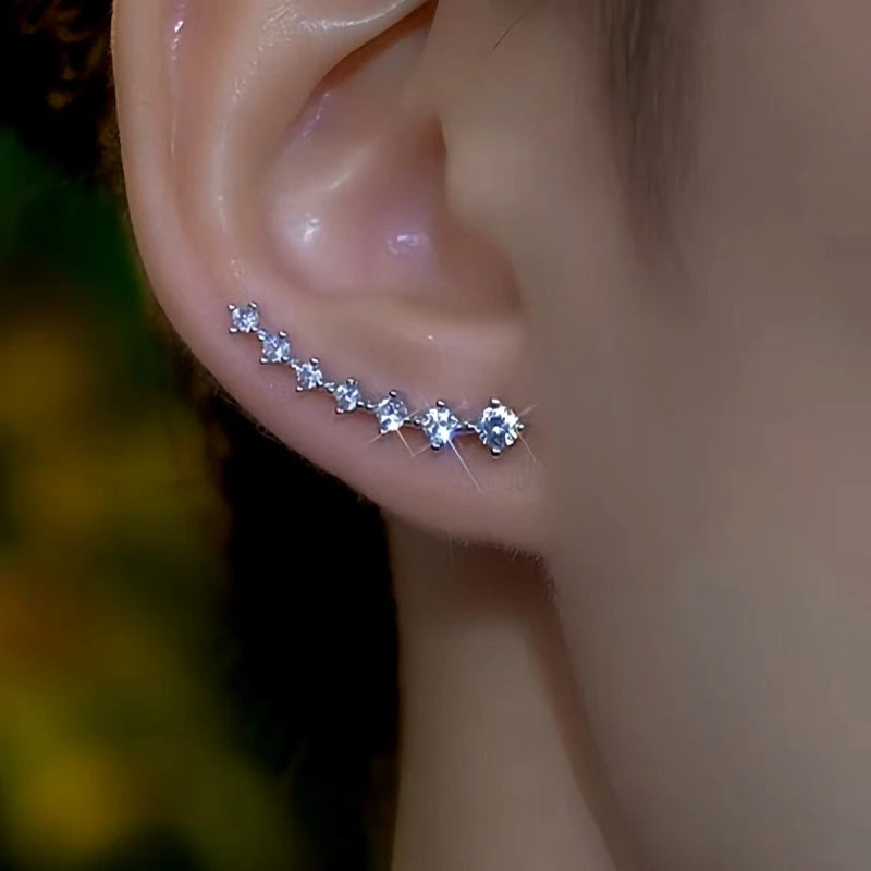 Model showcasing the dangle and style of the 14K Gold-Plated Zircon Diamond Crawlers