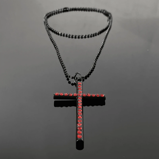 14K Gold-Plated Zircon Diamond Cross Necklace worn to showcase its length and pendant detail