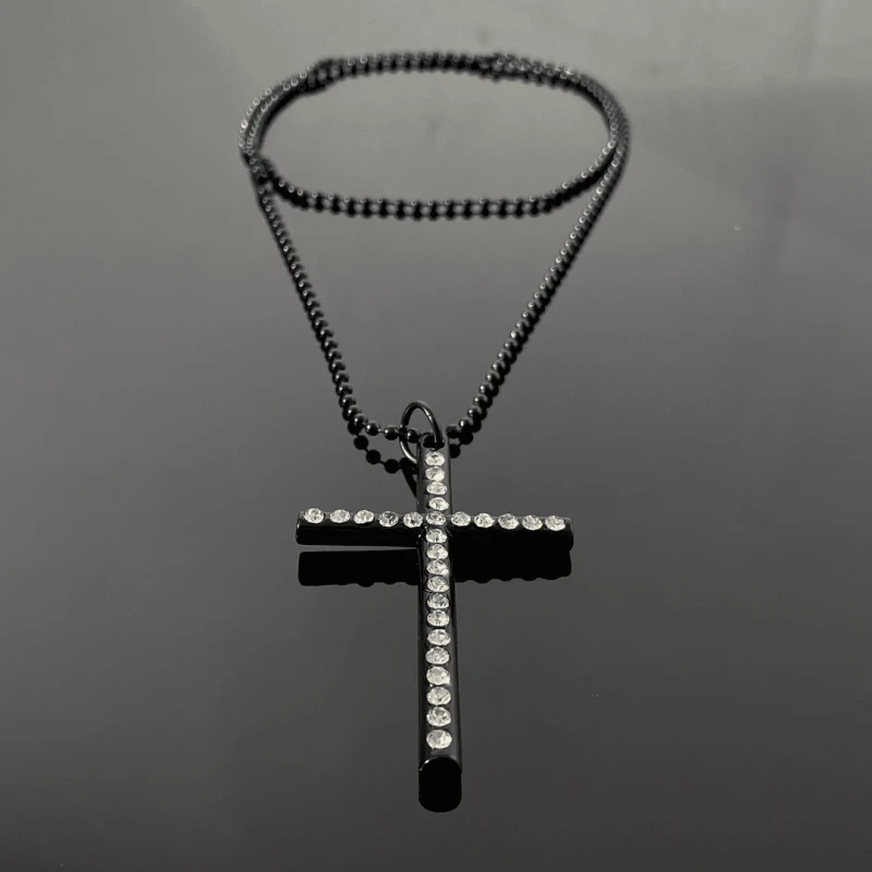 Close-up of the pendant and clasp on the Red Cross Necklace