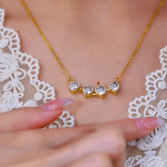 14K Gold-Plated Zircon Diamond Heart Magnetic Opening And Closing Necklace - beautiful Magnetic Heart Necklace