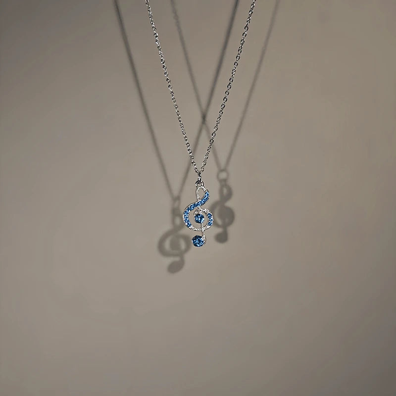14K Gold-Plated Zircon Diamond Musical Note Necklace - beautiful Musical Note Necklace