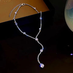 Detailed view of the 14K Gold-Plated Zircon Diamond Necklace chain and pendant