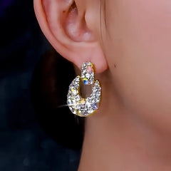 Close-up detail of the sparkling zircons and plating on the Colorful Tassel Earrings