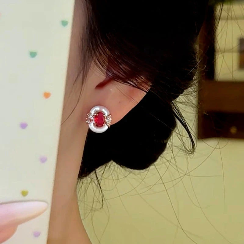 Close-up detail of the sparkling zircons and plating on the Lady Windsor Studs