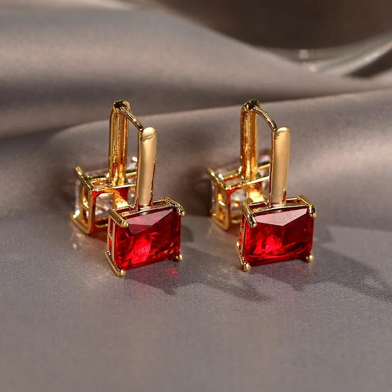 Angled view of the 14K Gold-Plated Zircon Earrings