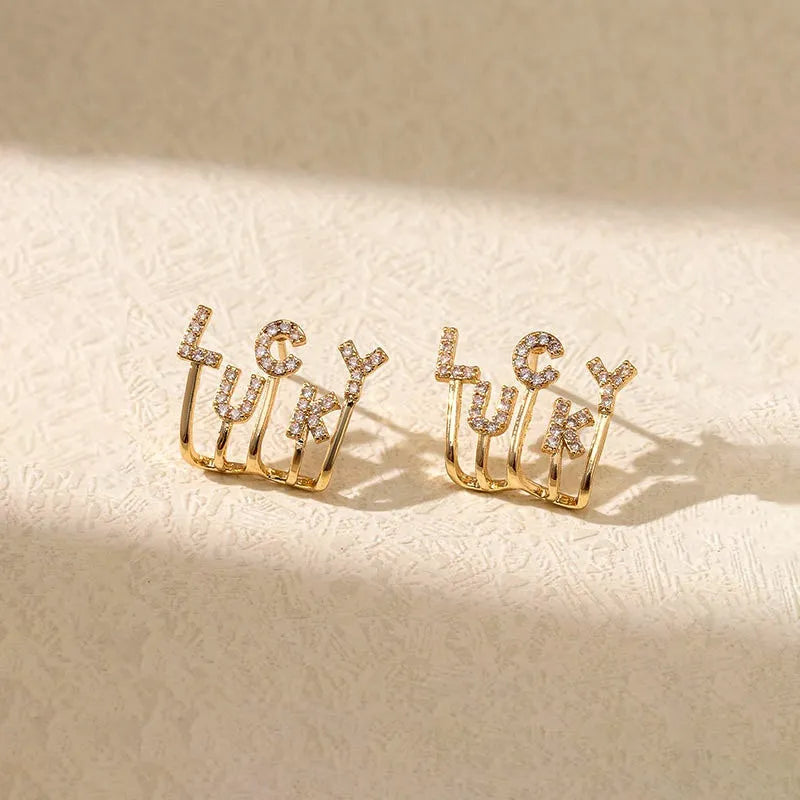 Angled view of the 14K Gold-Plated Zircon Elegant Studs