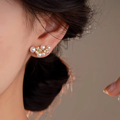 Close-up detail of the sparkling zircons and plating on the Crystal Flower Studs