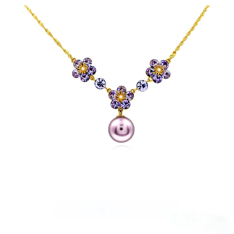 Close-up of the pendant and clasp on the Purple Flower Pearl