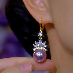 Close-up detail of the sparkling zircons and plating on the Purple Flower Pearl