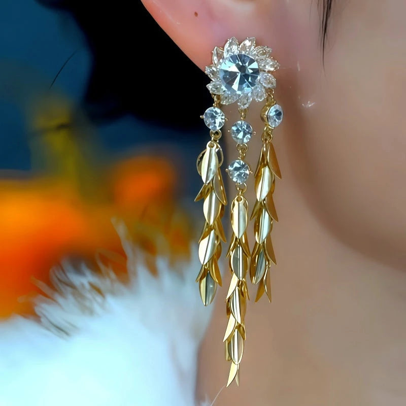 Close-up detail of the sparkling zircons and plating on the Wheat & Flower Tassel